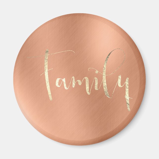 Aimant Family Golden Script Pink Copper Home Planning (Devant)