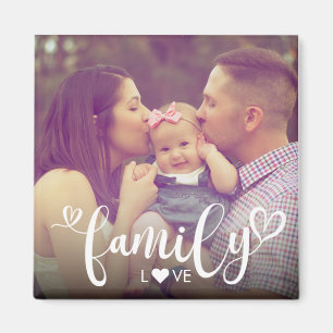 Aimant Family Love Heart Script Photo