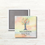 Aimant Family Reunion Family Tree<br><div class="desc">These colourful Family Reunion Magnets are decorated with a mosaic family tree in the colors of the rainbow on a watercolor background. Customize them with your family name and the year. Use the Customize Further option to change the text size, style or color if you wish. Because we create our...</div>