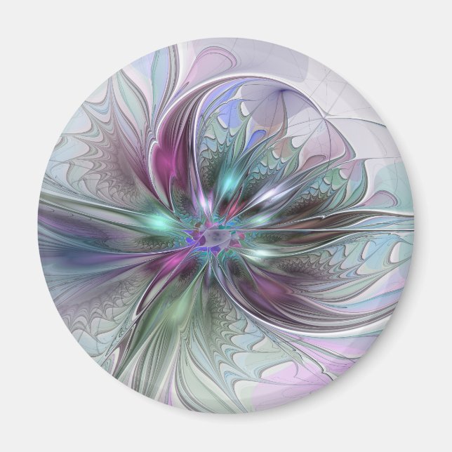 Aimant Fantaisie Abstraite Moderne Fleur Fractale Colorée (Devant)