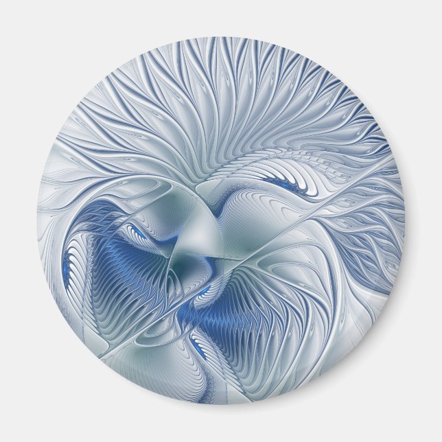 Aimant Fantaisie dynamique Abstrait Tons bleus Art fracta (Devant)