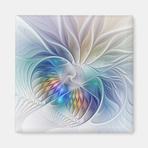 Aimant Fantaisie florale, fleur fractale abstraite coloré