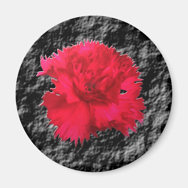 Aimant Fantaisie Florale Œillet Rouge (Devant)