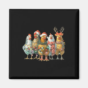 Aimant Fantaisie poulets de Noël Lumières ferme animal mi