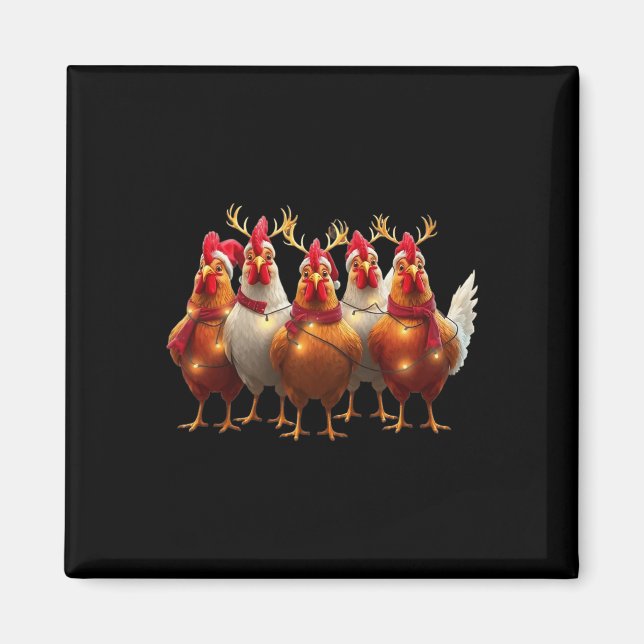 Aimant Fantaisie poulets de Noël Lumières Ferme Cute anim (Devant)