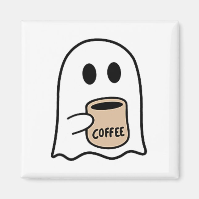 Aimant Fantôme Boire Café Drôle Costume Halloween Coff (Devant)