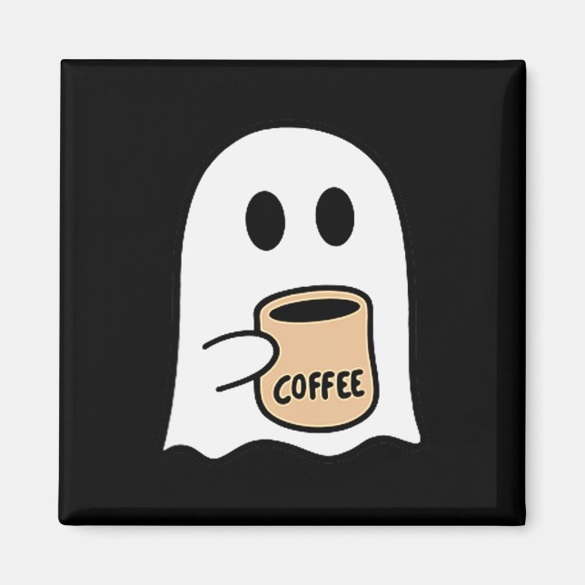 Aimant Fantôme buvant du café Costume drôle d'Halloween C (Devant)