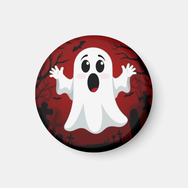 Aimant Fantôme de dessin animé adorable dans un Halloween (Devant)
