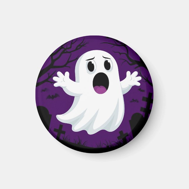 Aimant Fantôme de dessin animé adorable dans un Halloween (Devant)