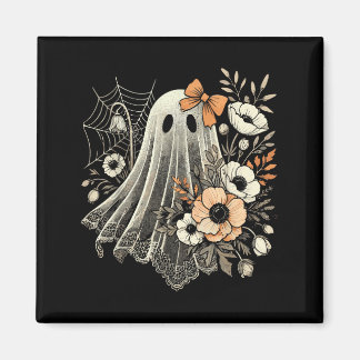 Aimant Fantôme d'Halloween avec fleurs vintage
