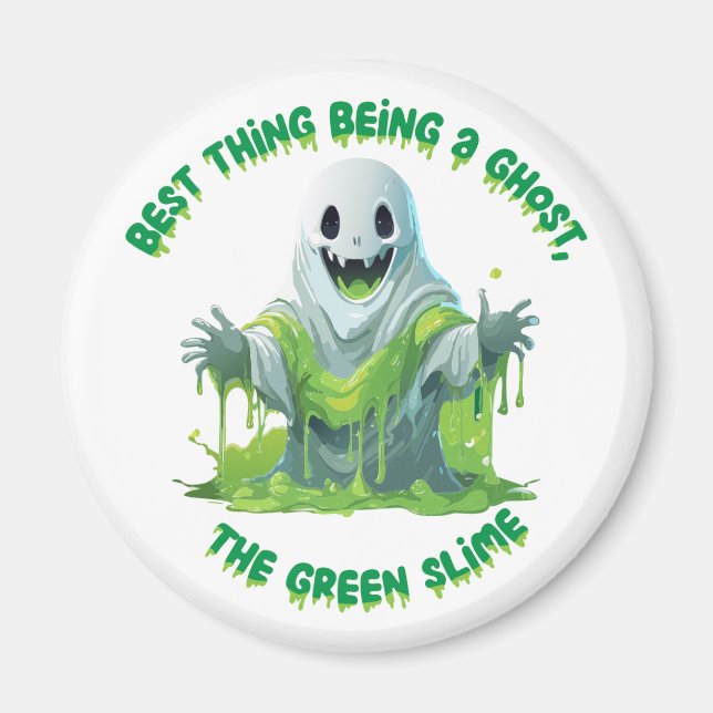 Aimant Fantôme D'Halloween Couvert D'Une Slime Verte (Devant)