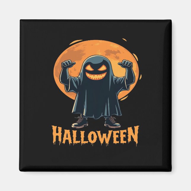 Aimant Fantôme d'Halloween éffrayant avec design de Plein (Devant)