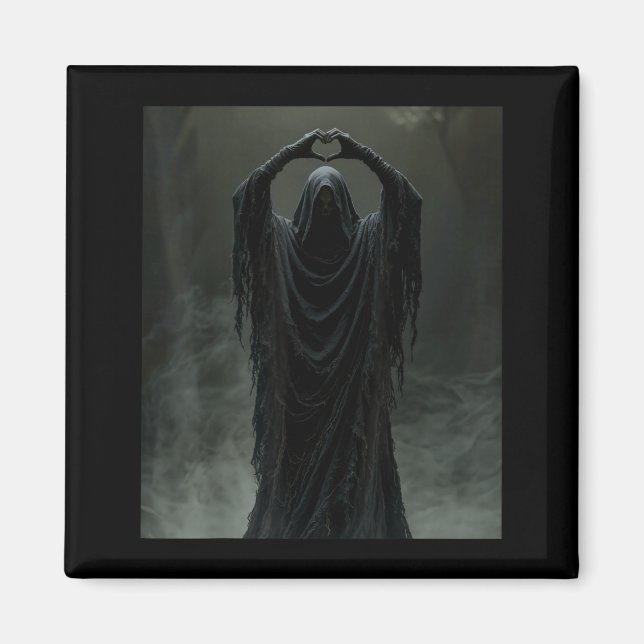 Aimant Fantôme drôle coeur mains visage effrayant hallowe (Devant)