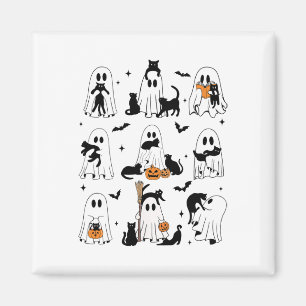 Aimant Fantôme Drôle Tenant Un Chat Noir Lazy Halloween S