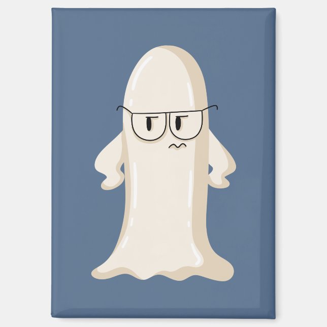 Aimant Fantôme grincheux avec lunettes (Recto)