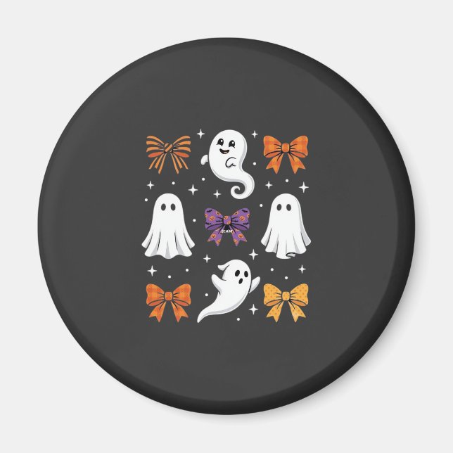Aimant Fantôme Mignon avec Rubans Design Halloween_1 (Devant)