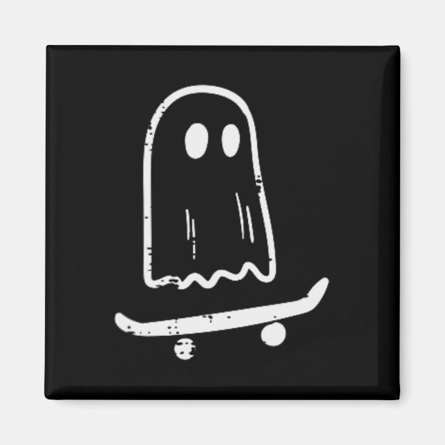 Aimant Fantôme Sur Skateboard Fun Retro Halloween Costume (Devant)