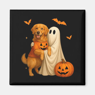 Aimant Fantôme tenant un chien doré Halloween - Drôle de 