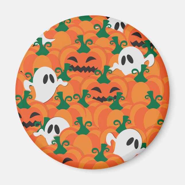 Aimant Fantômes d'Halloween Patch de citrouille hantée (Devant)
