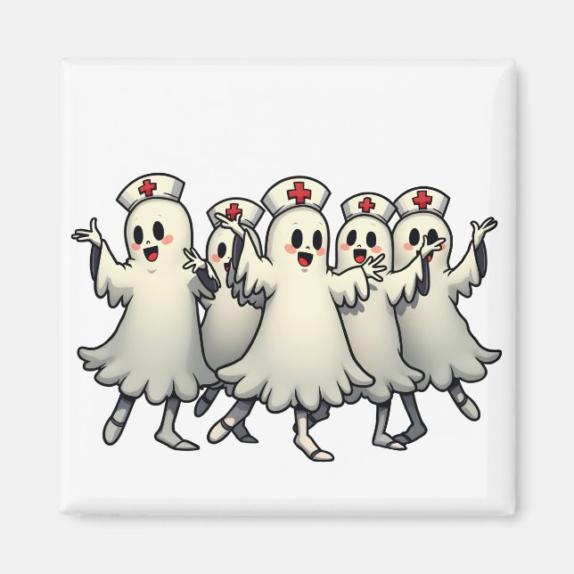 Aimant Fantômes éffrayants d'Halloween en costumes d'infi (Devant)