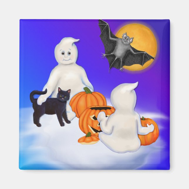 Aimant Fantômes et amis d'Halloween (Devant)