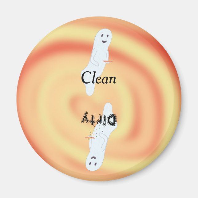 Aimant Fantômes jaune orange tourbillon sale lave-vaissel (Devant)