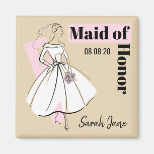 Aimant Fashion Bride Neutre Maid of Honor Date Nom