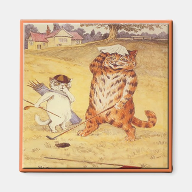 Aimant Fat Cat jouant au golf (Devant)