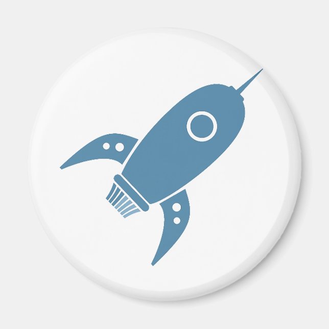 Aimant Fat Retro Rocket Ship Blue (Devant)