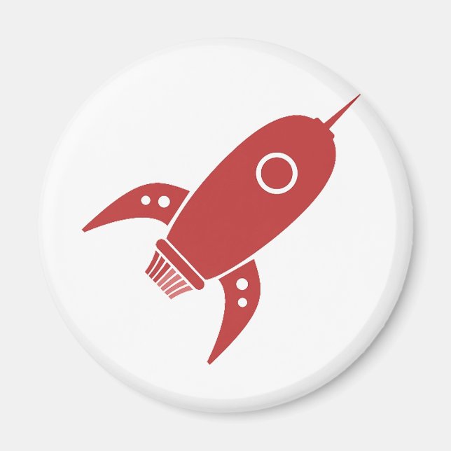 Aimant Fat Retro Rocket Ship Rouge (Devant)