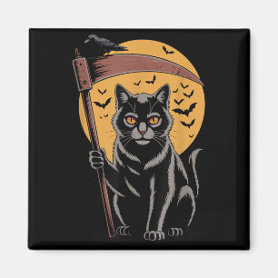 Aimant Faucheuse Mort Chat Noir Halloween Maman Femmes