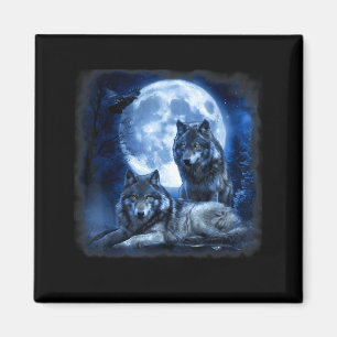 Aimant Faune loup hurlement lune forêt nature sauvage