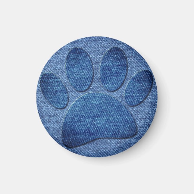 Aimant Faux Denim Jeans Empreinte de patte de chien (Devant)
