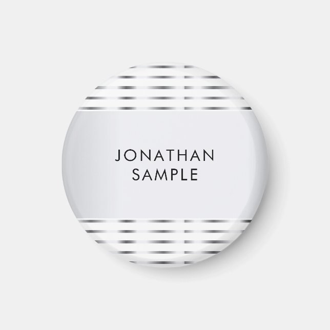 Aimant Faux glamour élégant modèle moderne argenté (Devant)