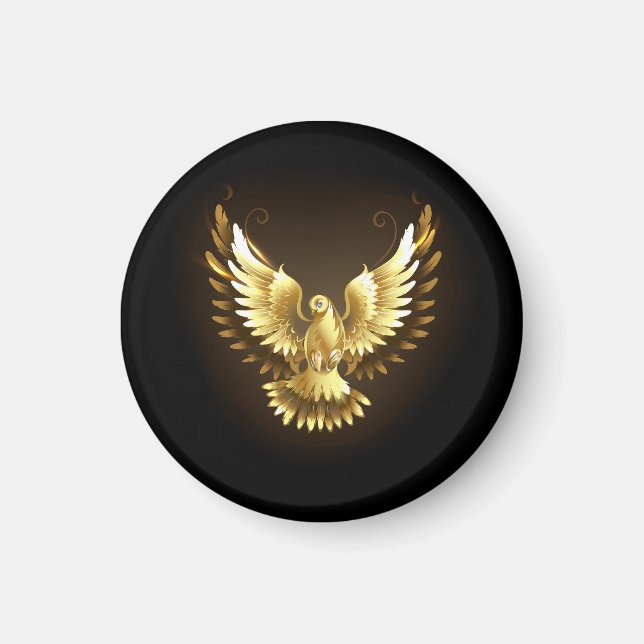 Aimant Faux Gold Foil Peace Dove en noir (Devant)