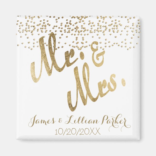 Aimant Faux Gold M. et Mme Monogram Mariage (Devant)