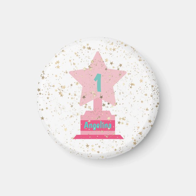 Aimant Faux Gold Rose Turquoise Trophée Stars Girly Moder (Devant)