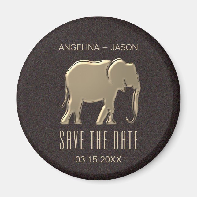 Aimant Faux Gold Wedding Enregistrer La Date Invitation (Devant)