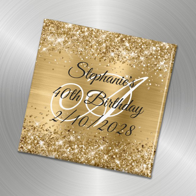 Aimant Faux Paillettes Dorées et Monogramme sur Feuille d (Créateur téléchargé)