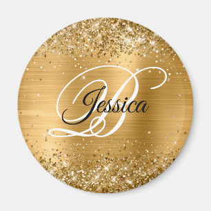 Aimant Faux Shiny Gold Parties scintillant Foil Monogramm
