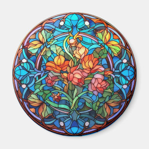 Aimant Faux vitrail floral