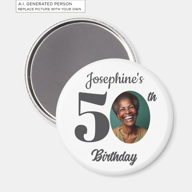 Aimant Faveur de photo de fête d'anniversaire 50 ans auda (Créateur téléchargé)