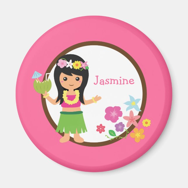 Aimant Faveurs de fête à thème Luau Hula Girl (Devant)