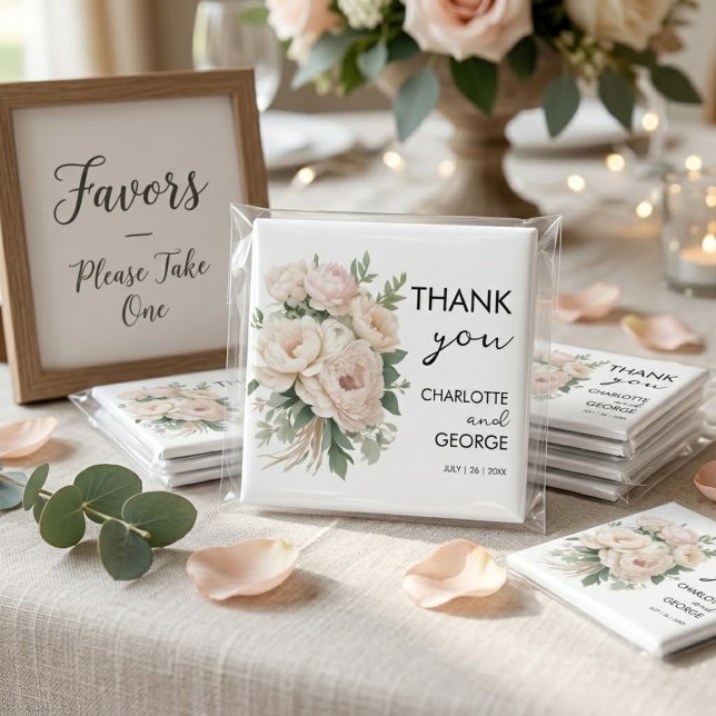 Aimant faveurs de mariage florales rustiques pivoines ros (Créateur téléchargé)