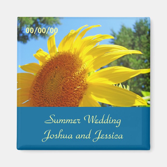 Aimant Faveurs de mariage Mariages d'été Tournesols (Devant)