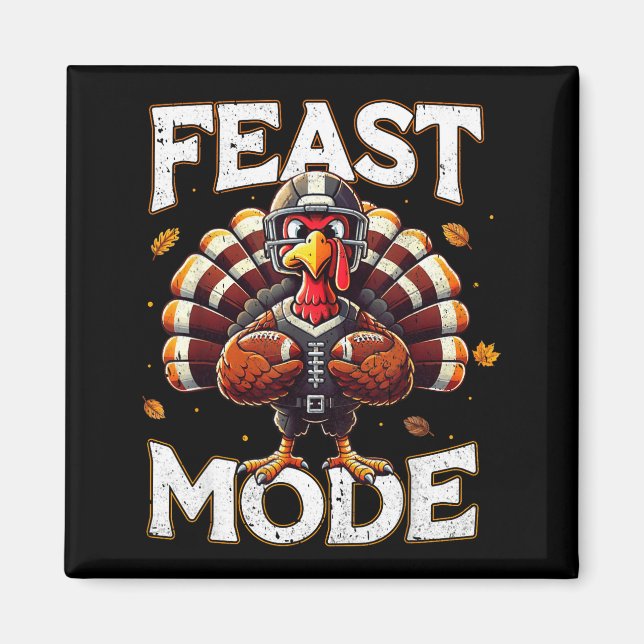 Aimant Feast Mode Turkey Vintage Football Thanksgiving Sh (Devant)