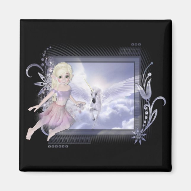 Aimant Fée avec Unicorn D2 Designs (Devant)