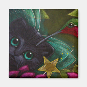 Aimant FÉERIQUE NOIR de CAT et de COLIBRI de
