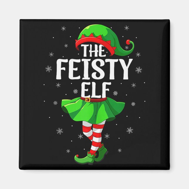 Aimant Feisty Elf Christmas Girls Women Elf Squad Xmas Fa (Devant)