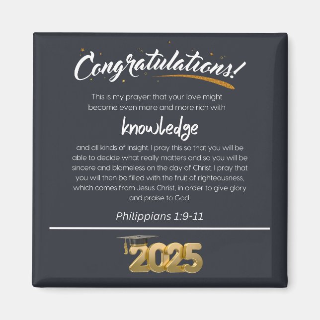 Aimant Félicitations 2025 Philippiens 1:9-11 Christian (Devant)